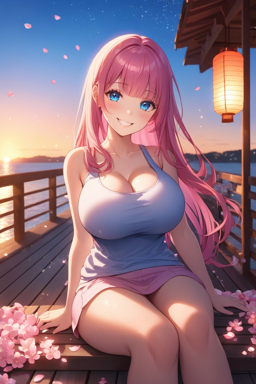 pink hair,  blue eyes,  long hair on Tensor.Art