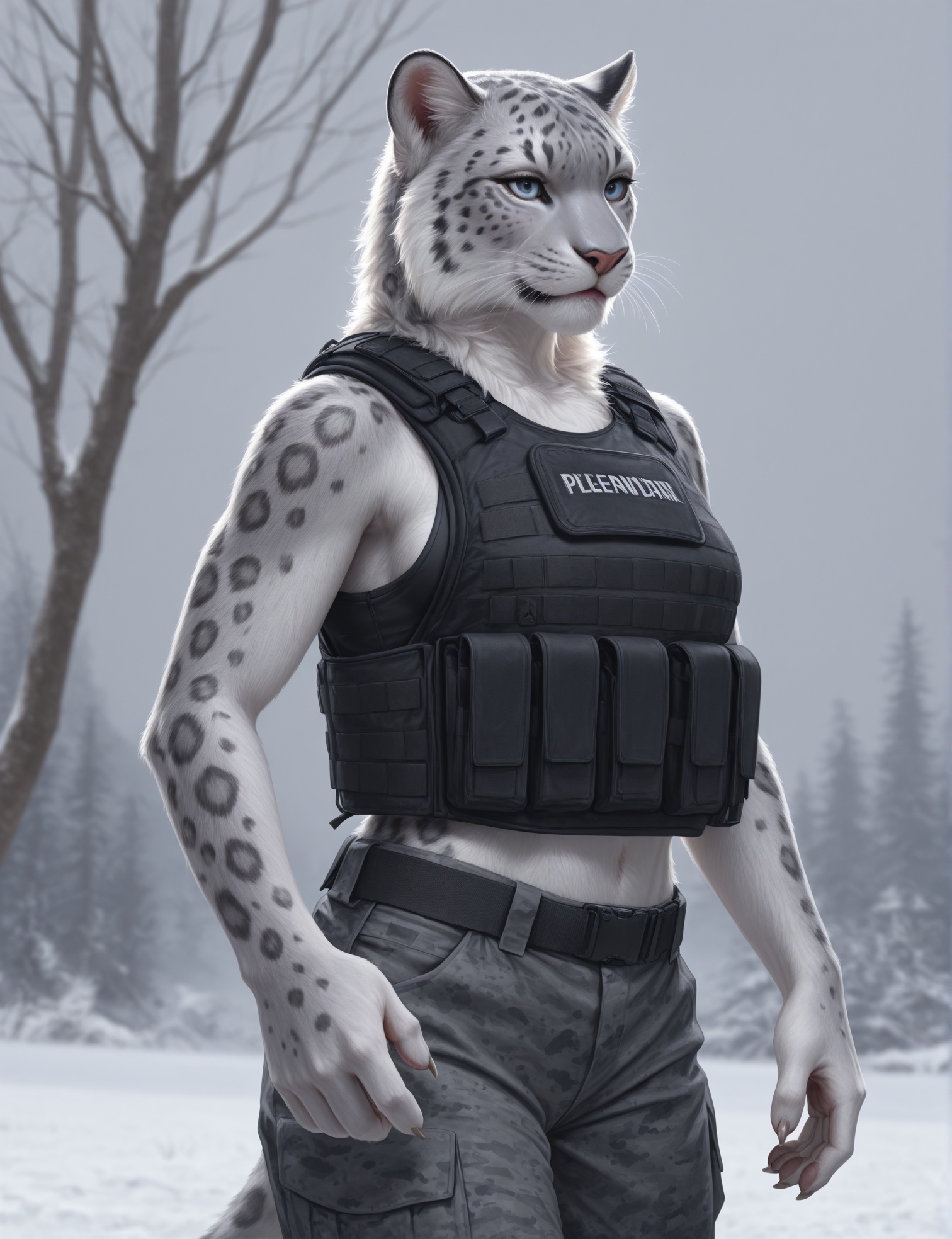 anthro,  snow leopard,  solo on Tensor.Art