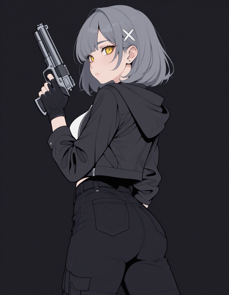 Flat Vector1girl,  solo,  looking at viewer on Tensor.Art