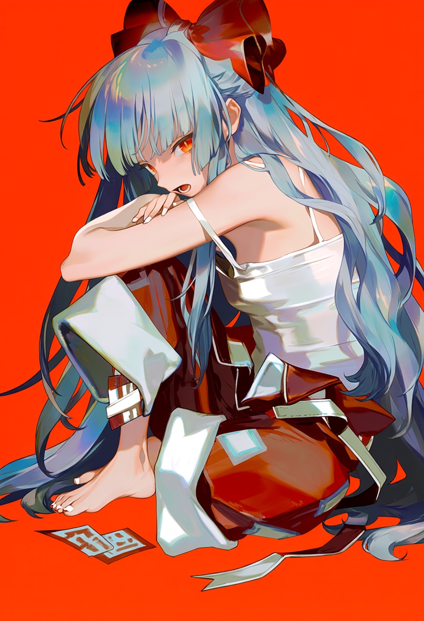 1girl,  fujiwara no mokou,  long hair on Tensor.Art