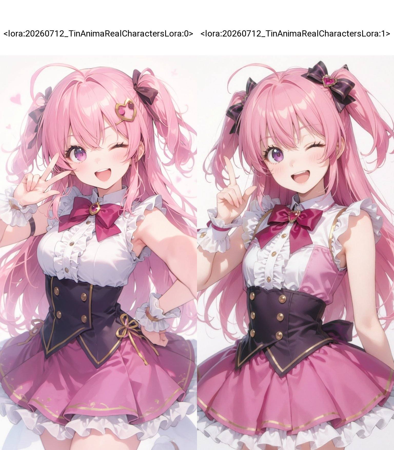 1girl,  pink hair,  one eye closed on Tensor.Art