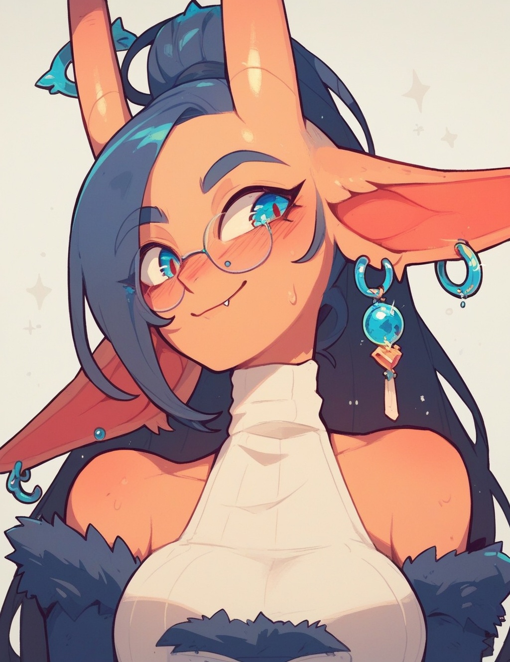 cute monster girl,  long ears,  piercings on Tensor.Art