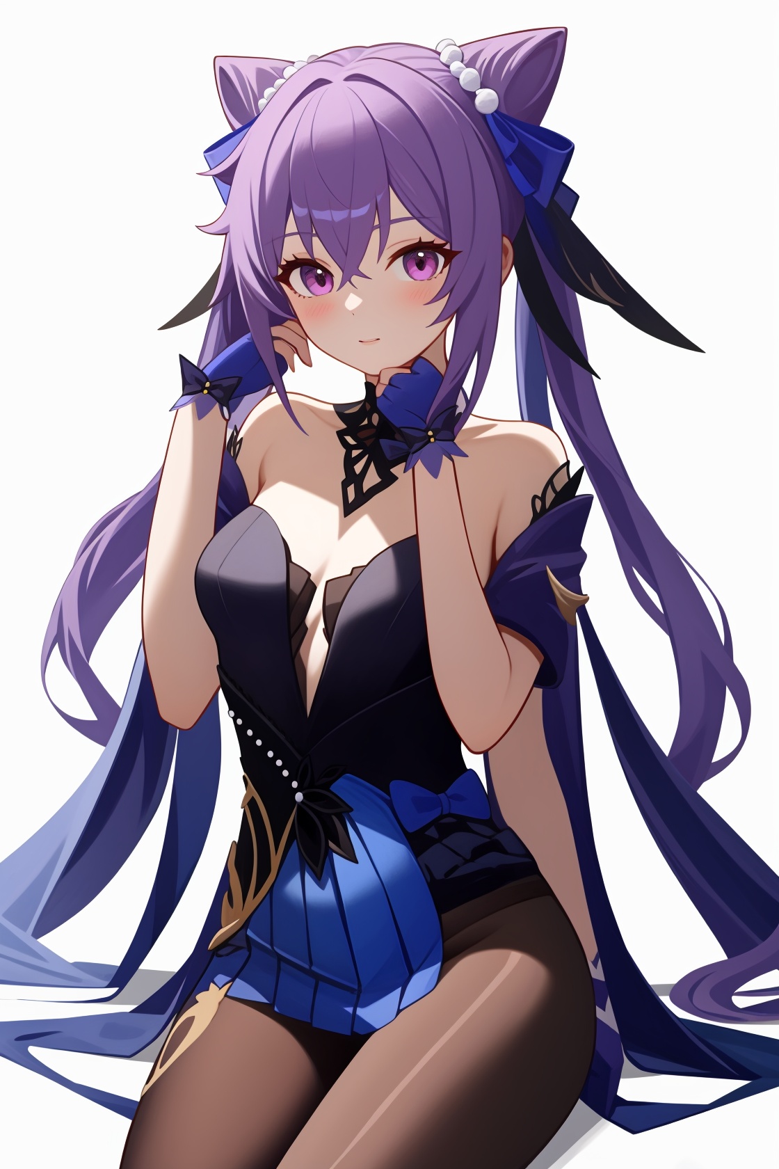 <lora:nai3画风bysdlion-000035:1:lbw=OUTS>,<lora:刻晴皮肤:1:lbw=char>,keqing,1girl,black pantyhose,bow,, (masterpiece,best quality,high quality:1.4),absurdres,