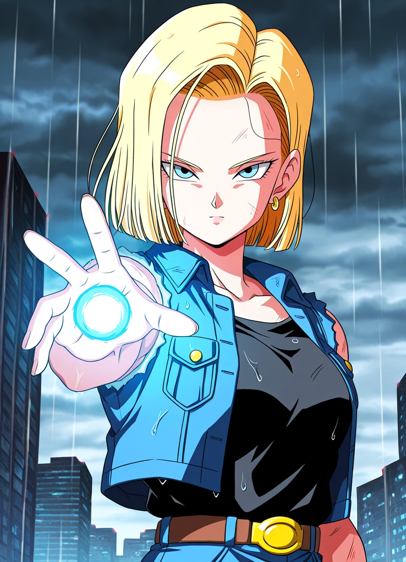 android 18 (dragon ball),  blond hair,  blue eyes on Tensor.Art