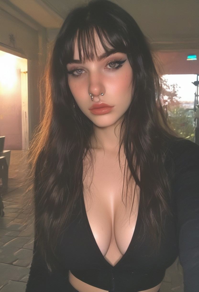 Photo portrait of an hot attractive female,  serious facial expression,  head tilted sideways on Tensor.Art