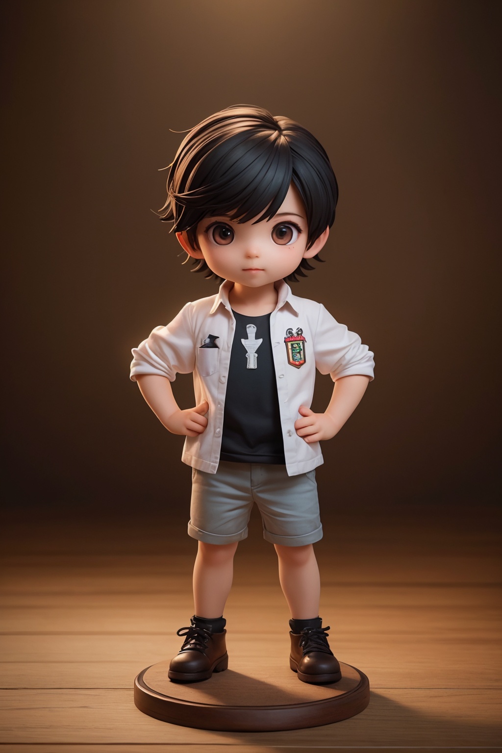 (best quality:1.4),(masterpiece:1.4),(photorealistic:1.4),(Realistic:1.2),(ultra high res, raw photo:1.4),(hdr, hyperdetailed:1.2),(8K:1.2),cinematic photo 1boy,(chibi:1.1),black hair,full body,