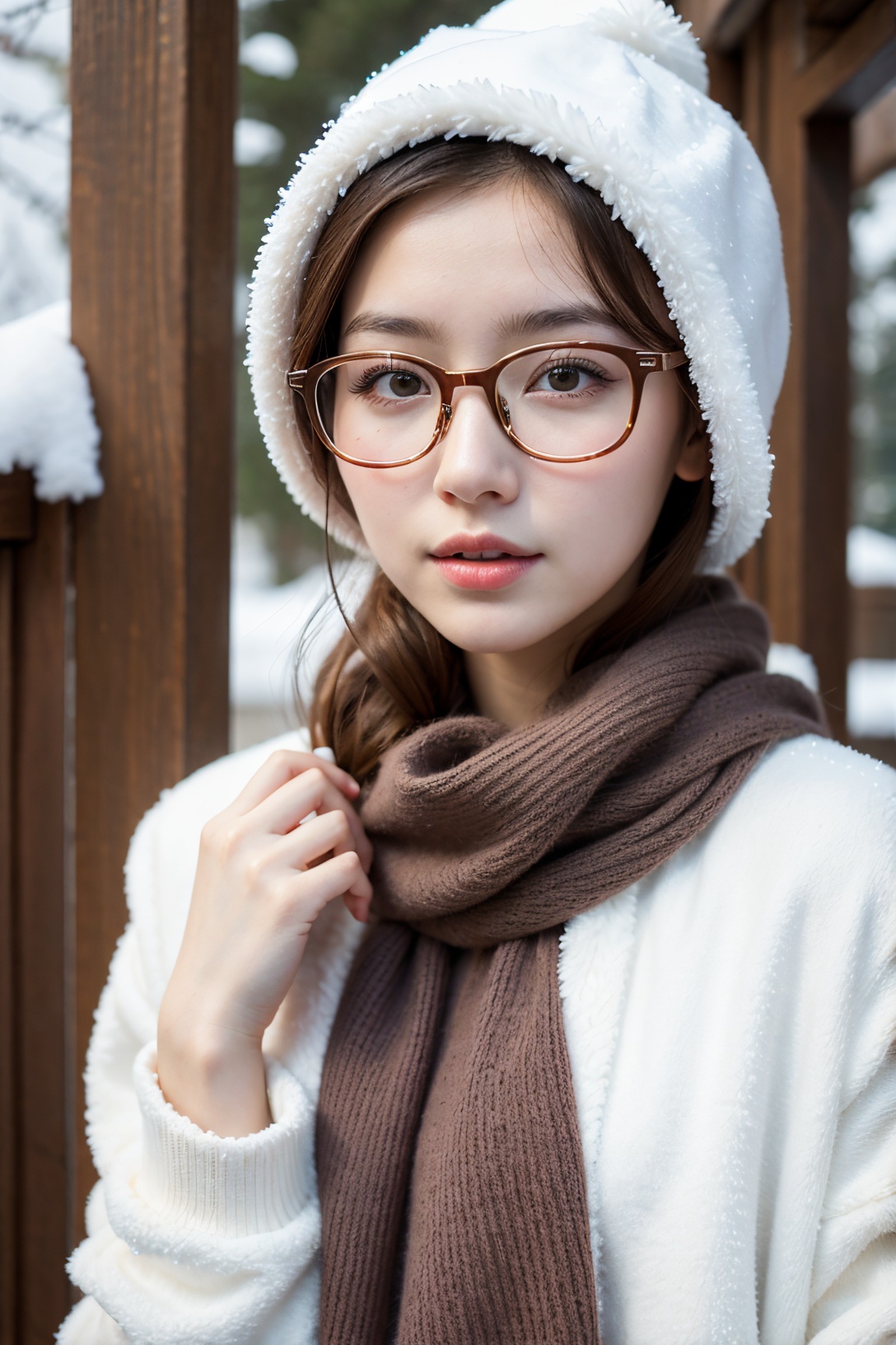 stym,1girl,glasses,Snow-white skin,