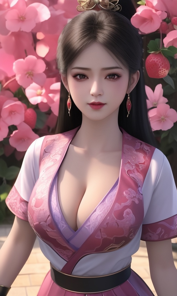 (,1girl, ,best quality, ),looking at viewer, <lora:385-DA-永生-方清薇:0.8> ,, ,masterpiece, (( , )),ultra realistic 8k cg, ,tamari \(flawless\),   ,cleavage,strawberry blossoms,lace , (()), (),