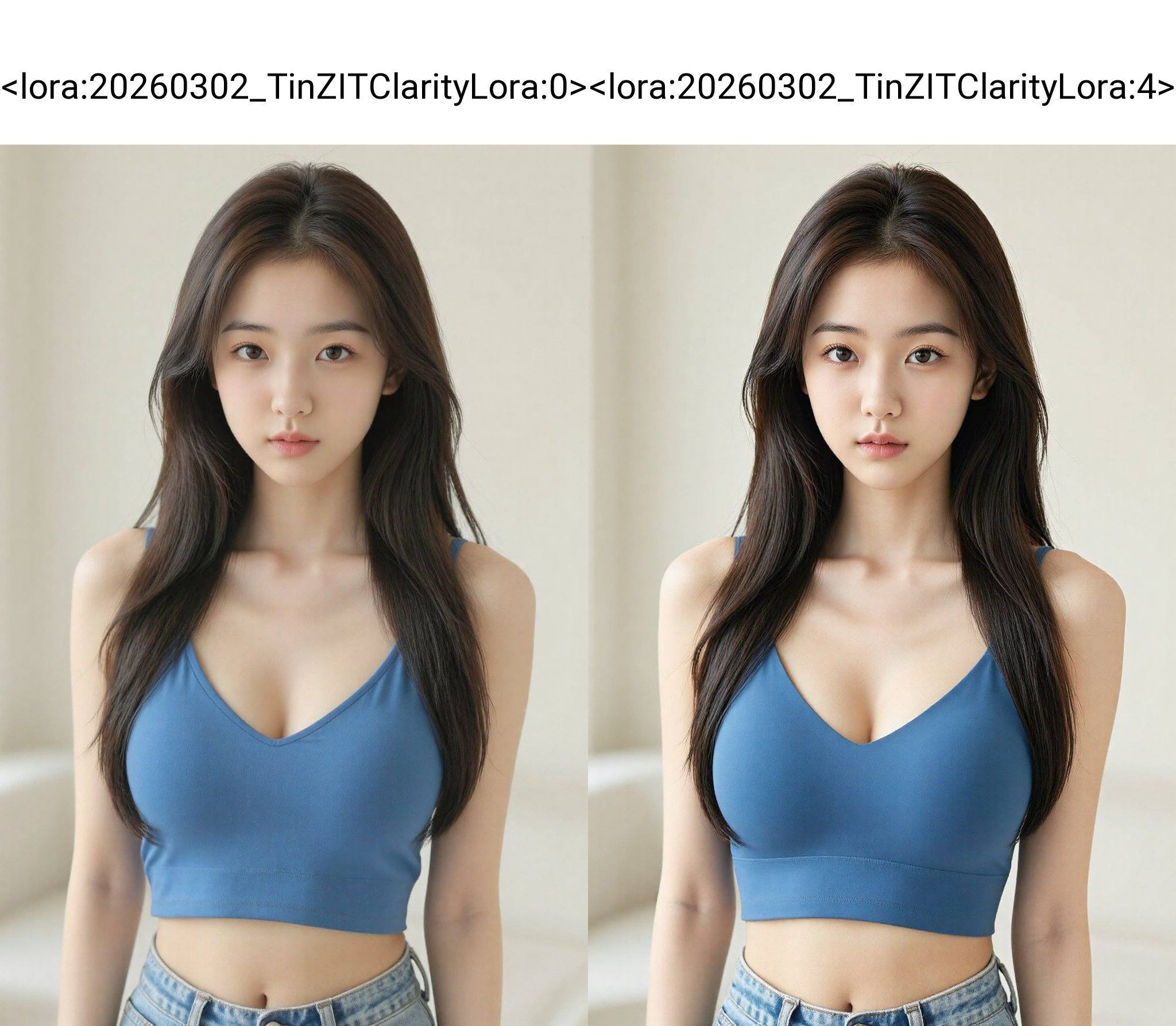 A young Asian woman,  likely in her early twenties,  is centered in the frame on Tensor.Art