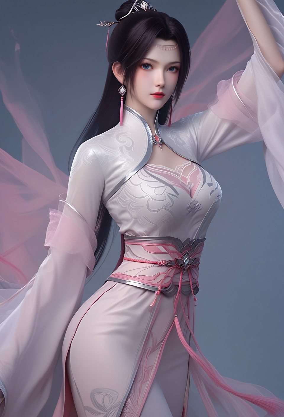 score_9,score_8_up,score_7_up,china nm,1girl,solo,high quality,looking at viewer,blush,dynamic pose,sedimentary layer contras,<lora:29斗破苍穹云韵白衣:0.8>,