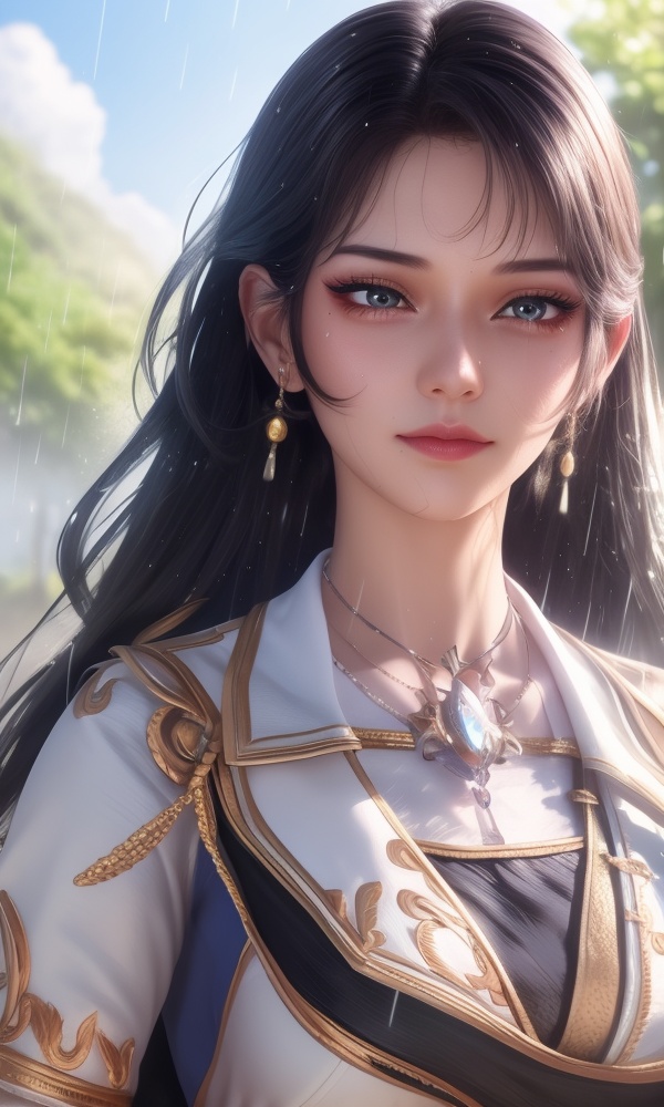 (,1girl, ,best quality, ),looking at viewer, <lora:377-DA-斗罗大陆-木槿:0.8> ,,ultra detailed background,ultra detailed background,ultra realistic 8k cg,  ,masterpiece, (( , )), ultra realistic 8k cg, ,tamari \(flawless\),  crying with eyes open,    ,eyelashes,magic,hydrokinesis,sweat, wet, rain, ,       (()), (),