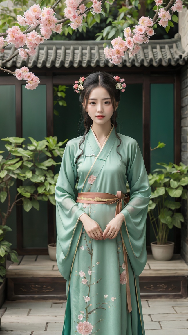 A beautiful girl,  chinese Hanfu,  chinese courtyard on Tensor.Art