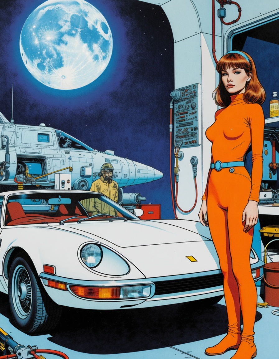 ehmoebius2,  air tight garage,  mechanic girl with tools on Tensor.Art