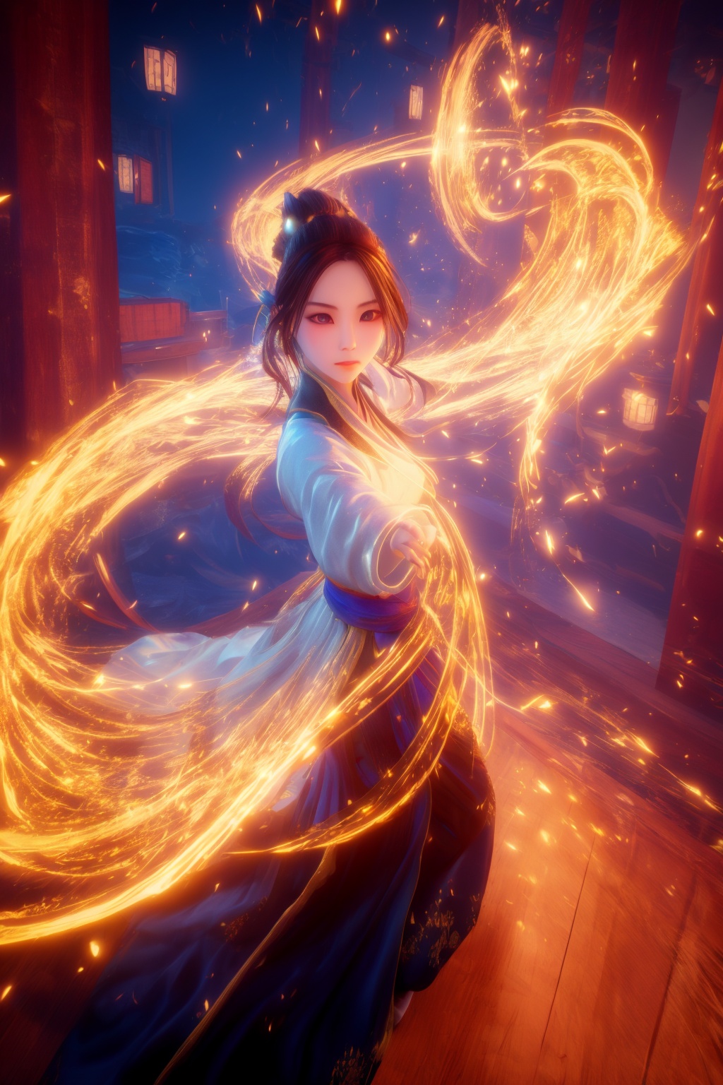 golden-aura,using golden-magic,golden-magic,ancient-costume,dancing,fighting stance,1girl,solo,<lora:magic_fighting_golden_768_dreamshaper_8:0.8>,