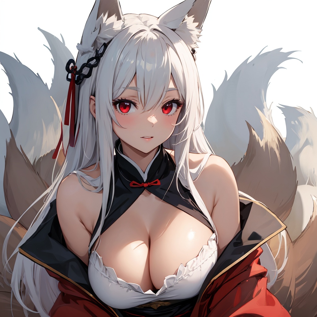 1girl,  long white hair,  red eyes on Tensor.Art