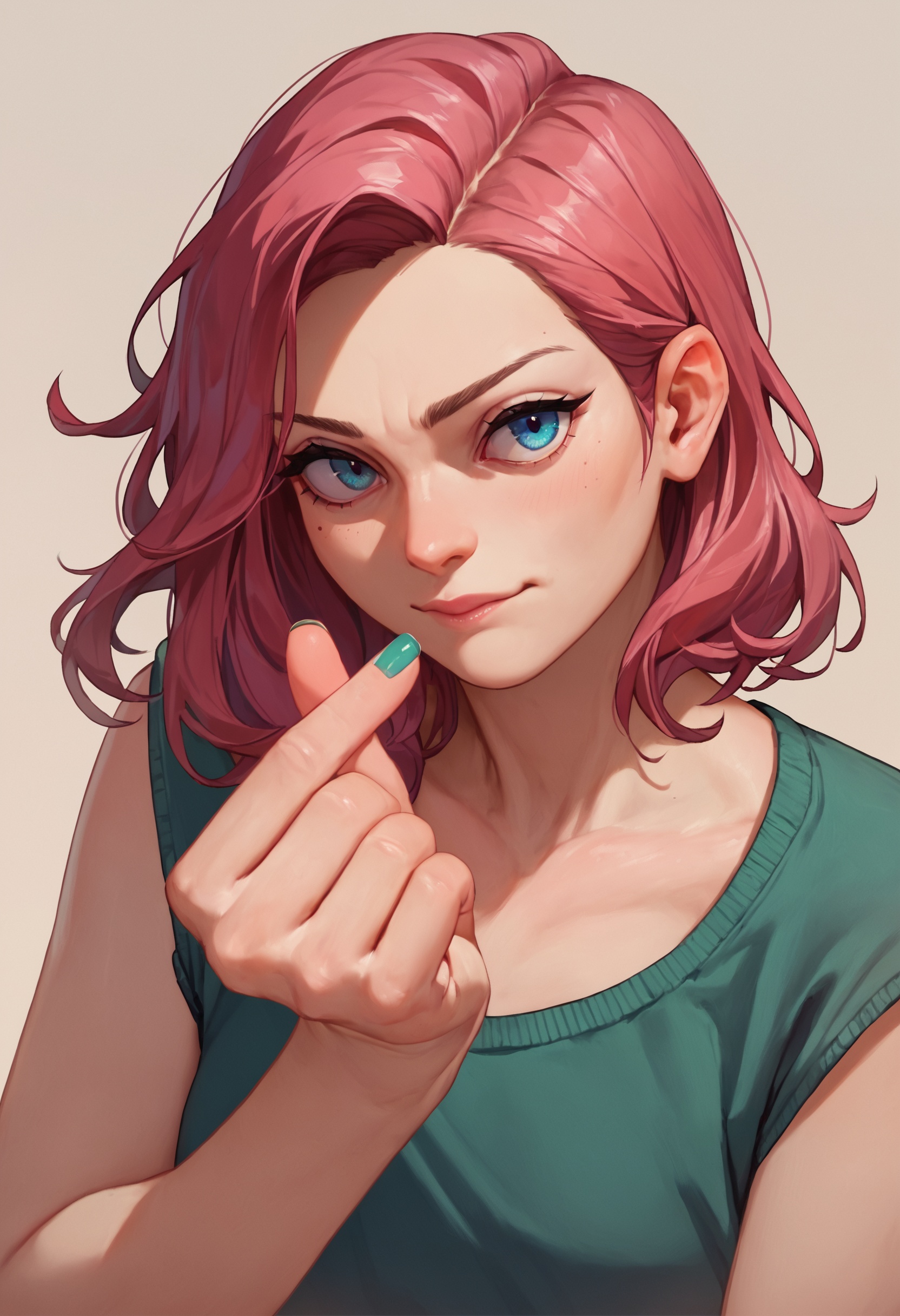 score_9_up score_8_up score_7_up,  1girl,  finger heart on Tensor.Art