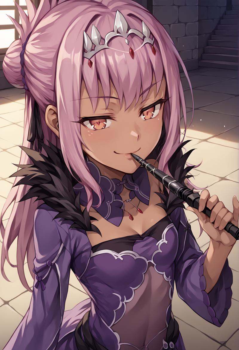 1girl,  dark skin,  pink hair on Tensor.Art
