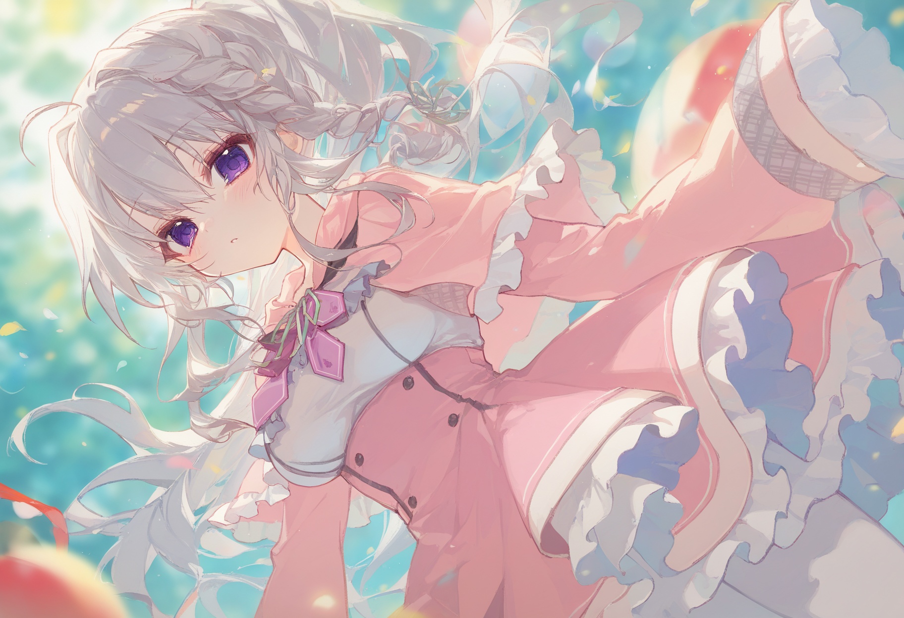 niimi sora, nimi_sora, 9-nine-, <lora:soraxl_noob:0.6>, year 2023, 1girl, alternate costume, dress, frilled dress, frills, lolita fashion, looking at viewer, pink capelet, pink dress, sleeves past fingers, sleeves past wrists, solo, sweet lolita, white pantyhose, best quality, amazing quality, very aesthetic, absurdres, artist:hachio81, artist:kumeki_(kk4615), [[[artist:gishiki_(gshk), akakura, artist:ciloranko, artist:tekito_midori, (artist:ningen_mame:0.4), (artist:hxxg:0.7)]]]