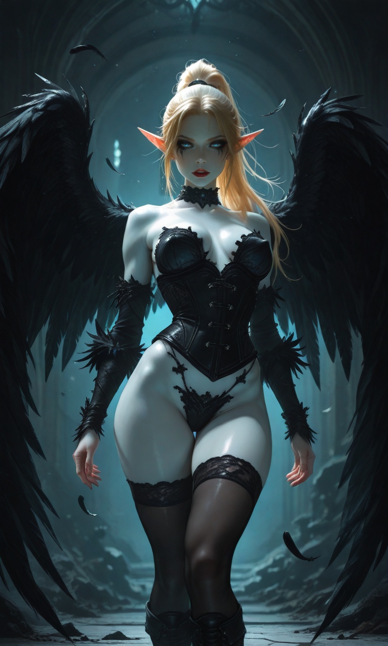 Female character,  blonde,  high ponytail on Tensor.Art