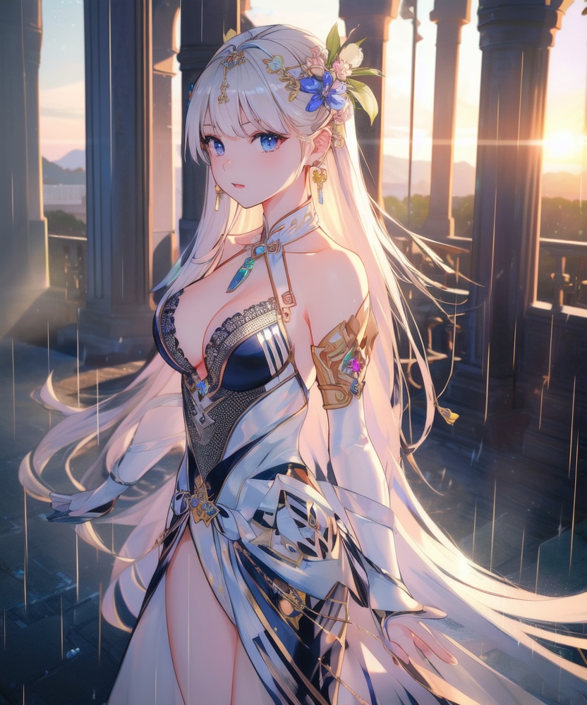 (,1girl, ,best quality, ),looking at viewer, <lora:457-DA-天启姬:0.8> ,, ultra detailed background,ultra detailed background,ultra realistic 8k cg,,masterpiece, (( , )), fiction,mole,  ,     ,see-through, lace, (cleavage),(((, solo, sun, , bare_tree, ))) (,1girl, ,best quality, ),looking at viewer, <lora:457-DA-天启姬-F:0.8> ,,ultra detailed 8k cg, ultra detailed background ,ultra realistic 8k cg,          cinematic lighting, cinematic bloom, (( , )),,  , unreal, science fiction,  luxury, jewelry, diamond, pearl, gem, sapphire, ruby, emerald, intricate detail, delicate pattern, charming, alluring, seductive, erotic, enchanting, hair ornament, necklace, earrings, bracelet, armlet,halo,masterpiece, (( , )),, realistic,science fiction,mole,   ,cherry blossoms,,(((Best quality, masterpiece, ultra high res, (photorealistic:1.4), raw photo, 1girl, ,rain, , sunlight, sunset, qianqiu wanxia,     )))  (cleavage), (),