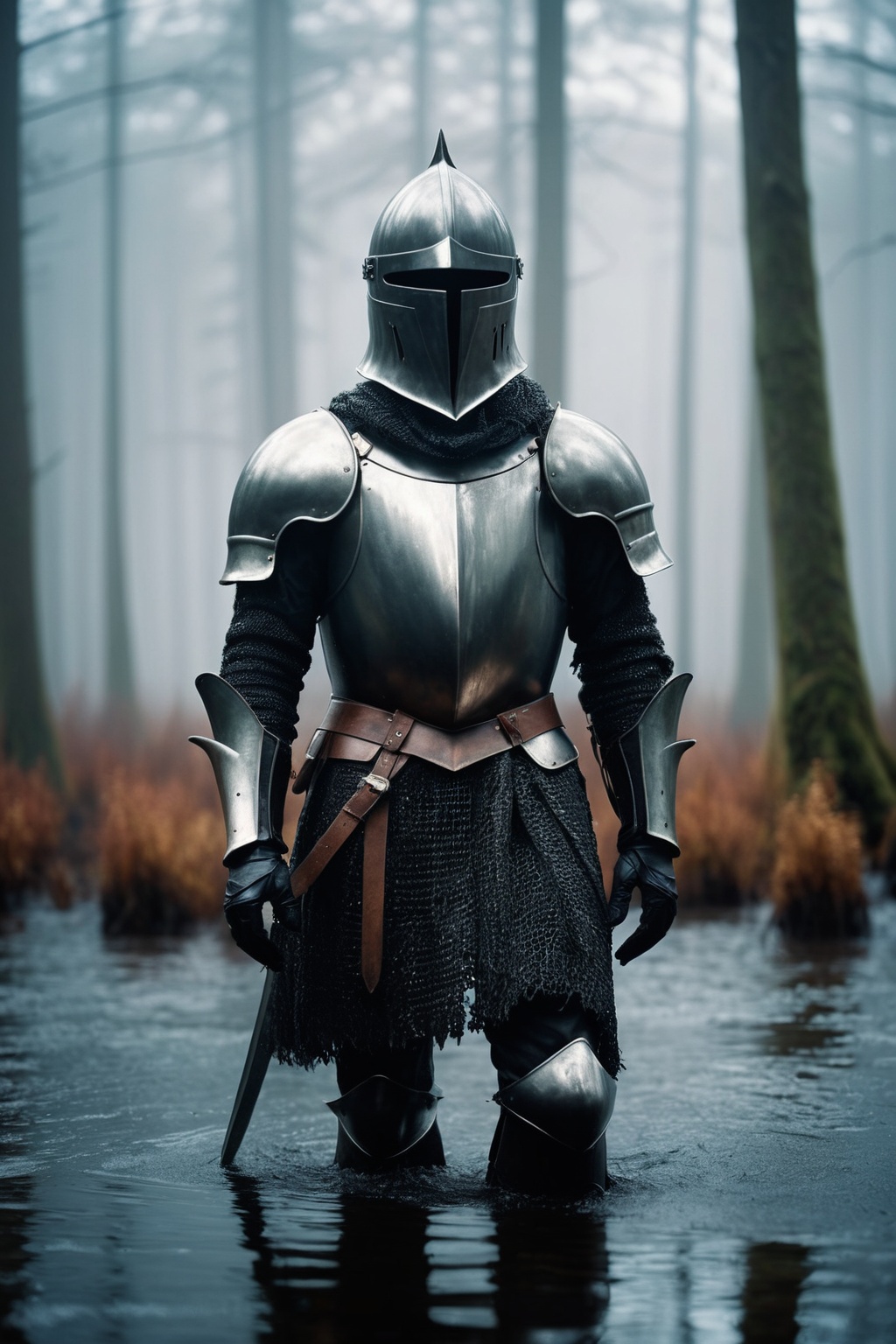((full body shot)),  walking in the swamp,  wet marsh on Tensor.Art
