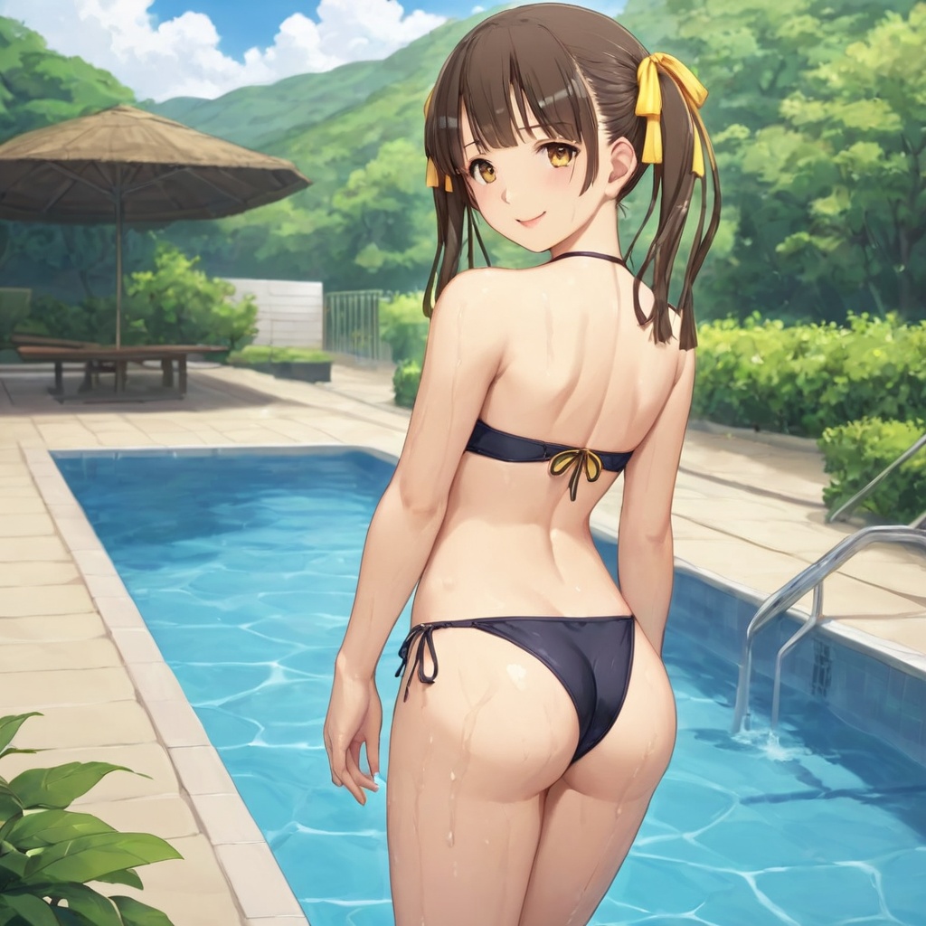 hiiragi mayuka,  twintails,  yellow ribbon on Tensor.Art
