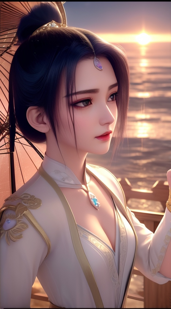 (,1girl, ,best quality, ),looking at viewer, <lora:444-DA-真阳武神-禅银纱-男装:0.8> ,,ultra detailed 8k cg, ultra detailed background ,ultra realistic 8k cg,          cinematic lighting, cinematic bloom, (( , )),,  , unreal, science fiction,  luxury, jewelry, diamond, pearl, gem, sapphire, ruby, emerald, intricate detail, delicate pattern, charming, alluring, seductive, erotic, enchanting, hair ornament, necklace, earrings, bracelet, armlet,halo,masterpiece, (( , )),, realistic,science fiction,mole,   ,cherry blossoms,,(((Best quality, masterpiece, ultra high res, (photorealistic:1.4), raw photo, 1girl, ,rain, , sunlight, sunset, qianqiu wanxia,     )))  (cleavage), (), 