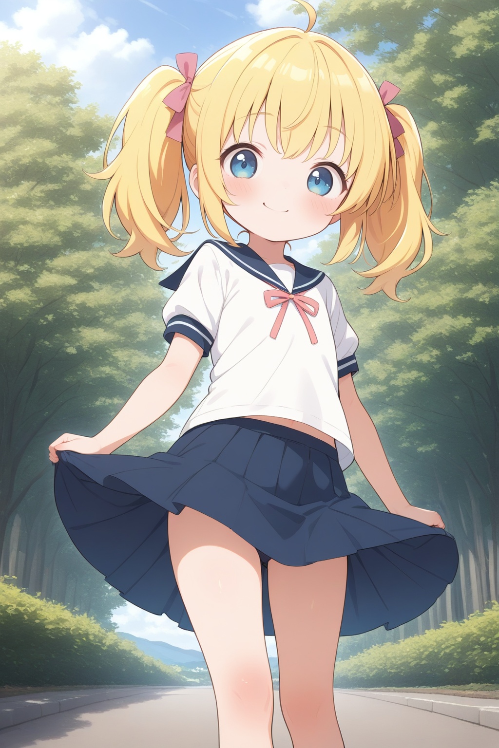 masterpiece,best quality,outdoor,1girl,cute anime girl,little_girl,loli,kawaii,smile,