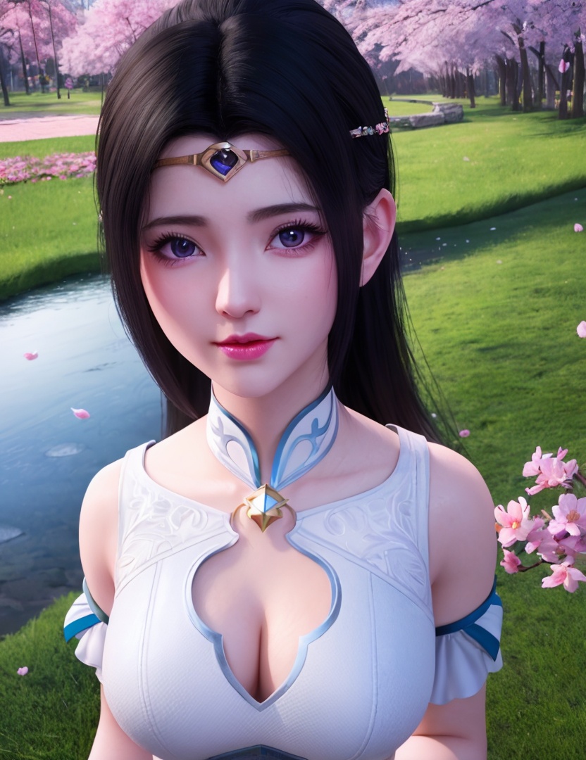 <lora:524-DA-大主宰-苏宣儿:0.8>(,1girl, ,best quality, ),looking at viewer,  ,ultra detailed background,ultra detailed background,ultra realistic 8k cg,, ,masterpiece, (( , )),, ,   ,   cure blossom,  ,,  (cleavage), (), ,,