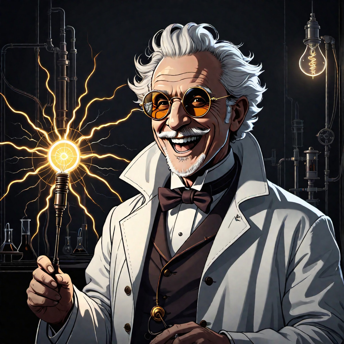 ((line art drawing)),  old evil scientist,  psycho on Tensor.Art