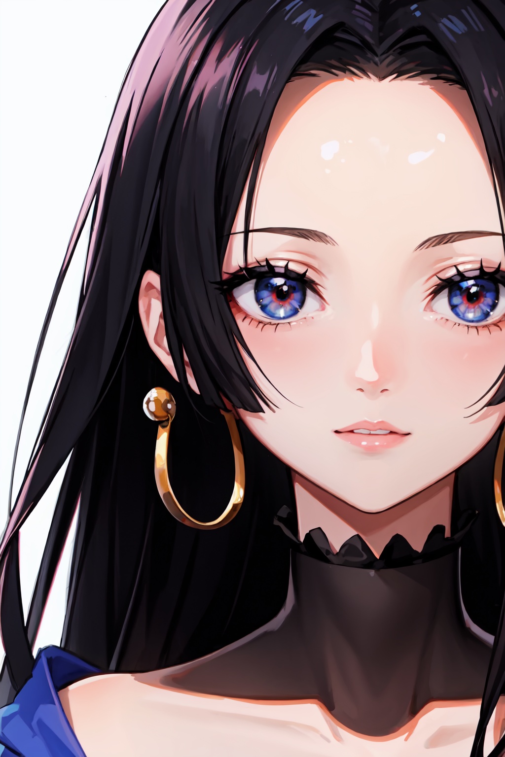 portrait,close-up,upper body,boa_hancock,1girl<lora:boa_hancock:1>,simple background,white background,masterpiece,best quality, highly detailed, 