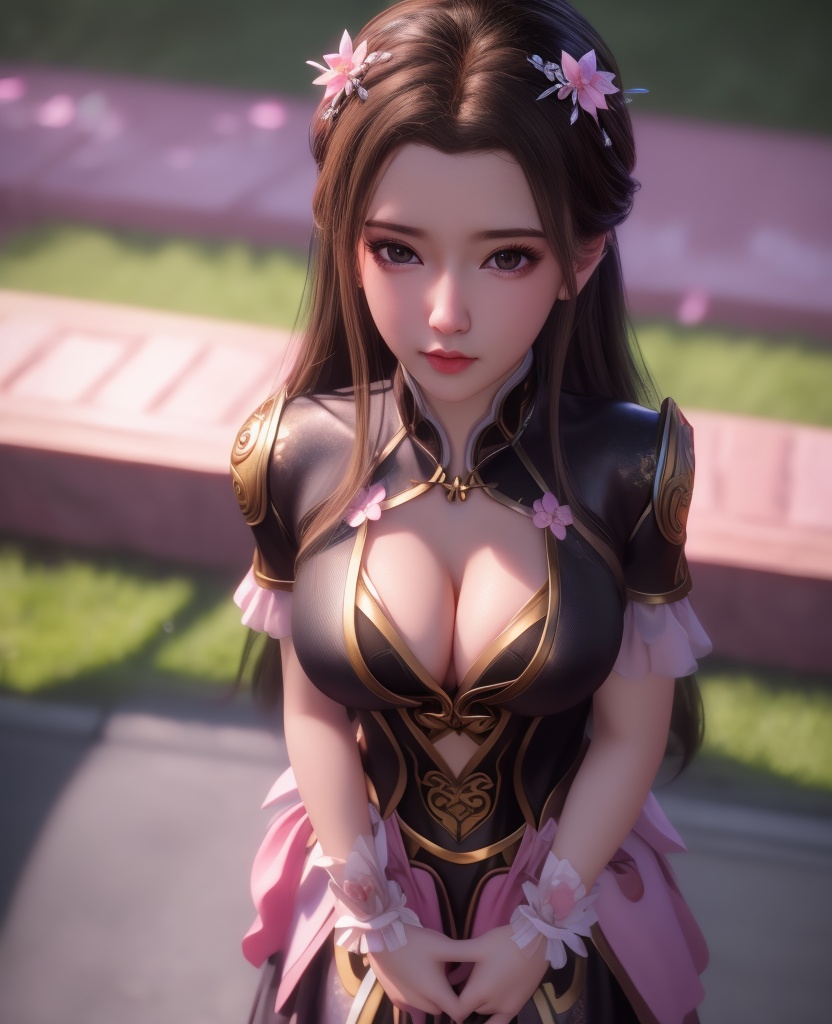 <lora:548-DA-师兄啊师克-碧霄:0.8>(,1girl, ,best quality, ),looking at viewer,  ,ultra detailed background,ultra detailed background,ultra realistic 8k cg,, ,masterpiece, (( , )),, ,   ,   cure blossom,  ,,  (cleavage), (), ,,