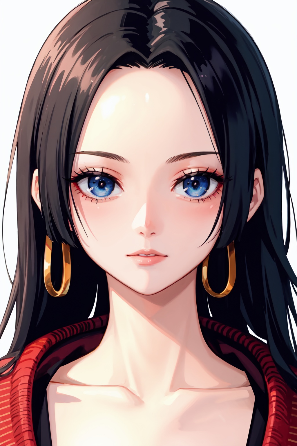 portrait,close-up,upper body,boa_hancock,1girl<lora:boa_hancock:1>,simple background,white background,masterpiece,best quality, highly detailed, 