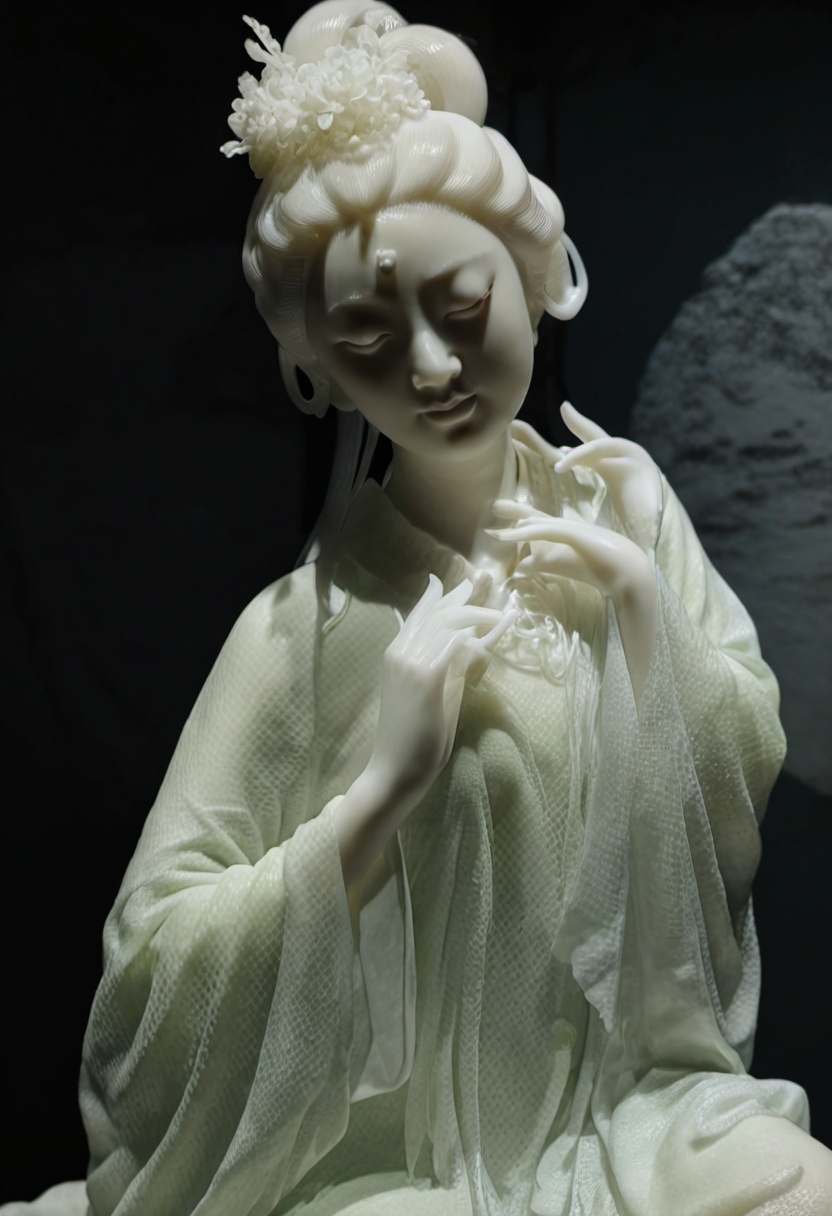 dehuabaici,puregirl<lora:dehuabaiciSDXL-000011:0.85> <lora:puregirl-000007:0.15>ancient style, highest picture quality, light and shadow, glass light and shadow, beautiful and delicate white jade woman, delicate and beautiful face, (ancient style: 1.3)