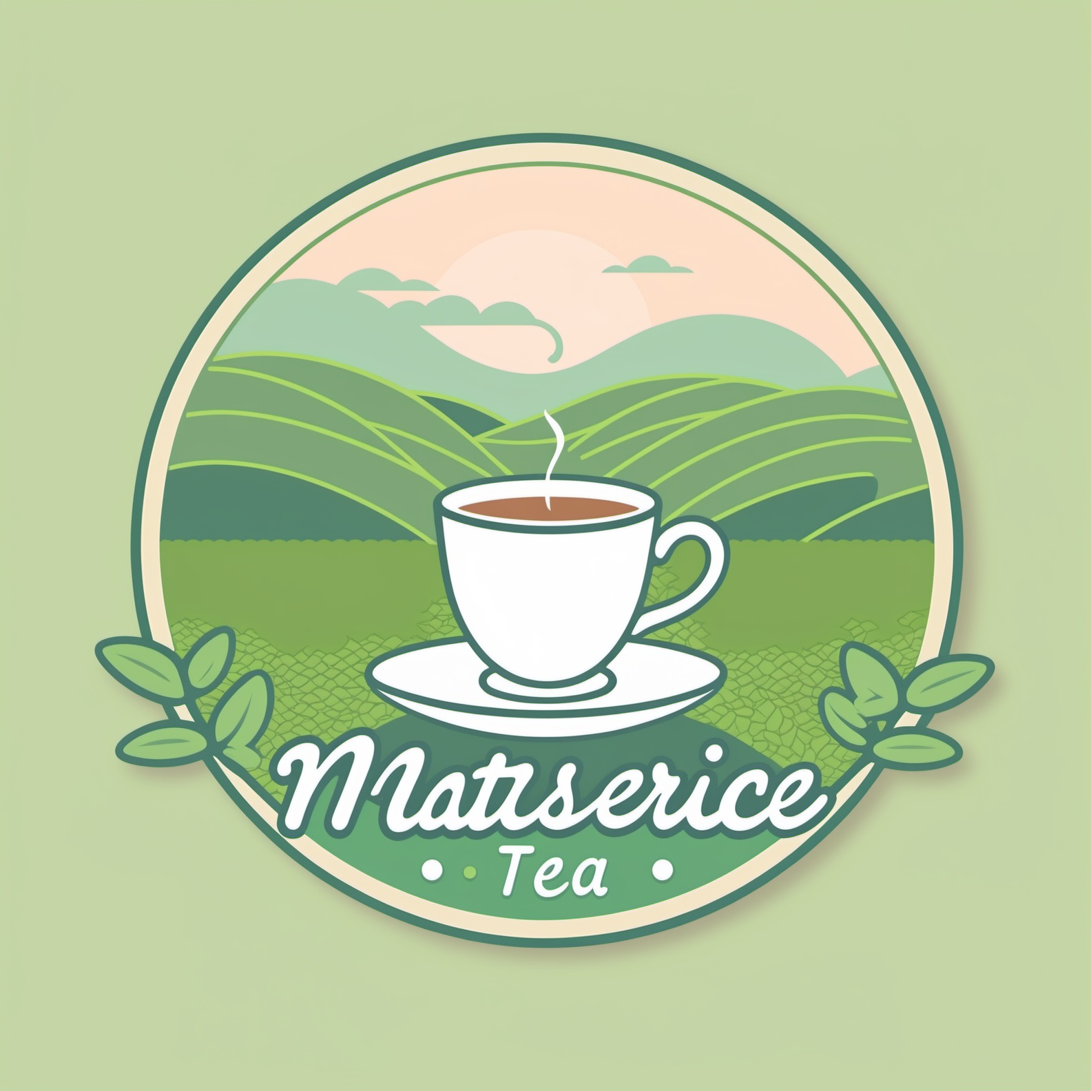 (((masterpiece))),(((best quality))),<lora:20240713-1720860740646-0014:0.6>,logo,vectors,tea garden as the background,a piece of tea in front,