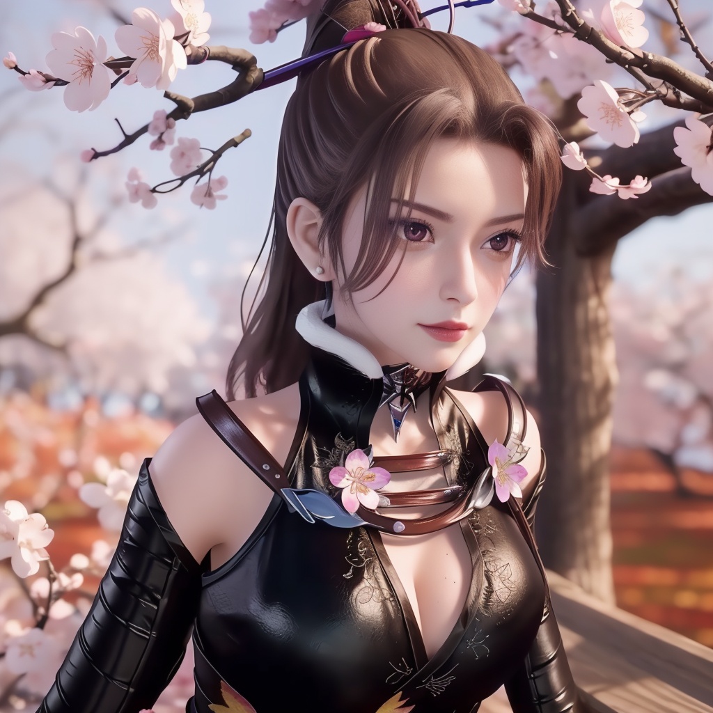 <lora:万界至尊-李雪衣-皮衣:0.8>, (,1girl, ,best quality, ),looking at viewer,  ,ultra detailed 8k cg,ultra realistic 8k cg, ,masterpiece, (( , )),, ,science fiction,mole, ,    ,(,cherry blossoms, autumn leaves,perfect cherry blossom,   ), (cleavage),, butterfly,