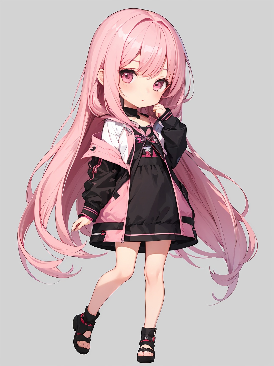 1girl,  An animated image of a woman with long pink hair,  simple background on Tensor.Art