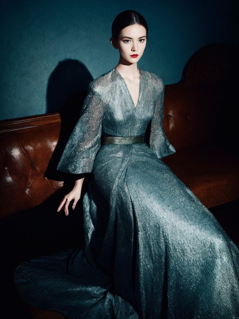 business magazine shoot, fashion, trend, a girl, Madigan HeckErik style, fashion and art blend, exaggeration,