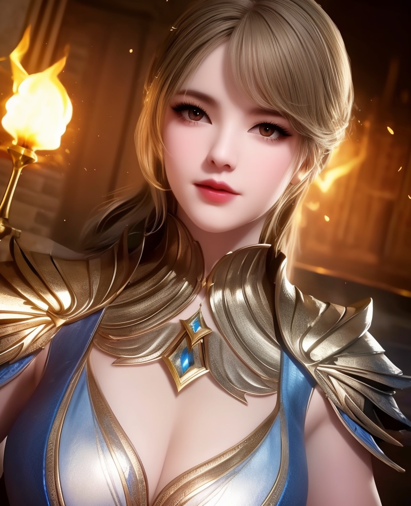 <lora:555-DA-斗罗大陆-宇梦迪:0.8>(,1girl, ,best quality, ),looking at viewer,ultra detailed background,ultra detailed background,ultra realistic 8k cg, ,masterpiece, (( , )),     ,castle,     pyrokinesis,  (cleavage), (),