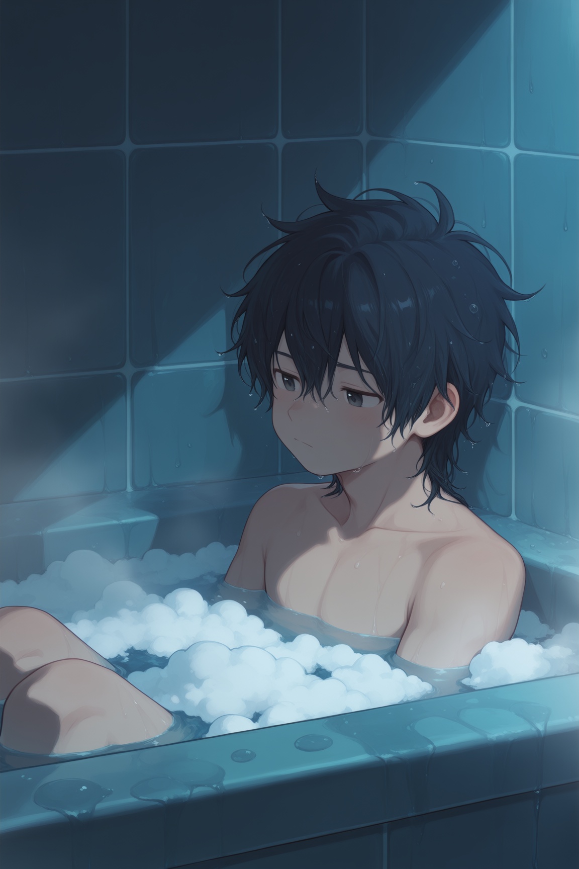 1boy,  solo,  black hair on Tensor.Art
