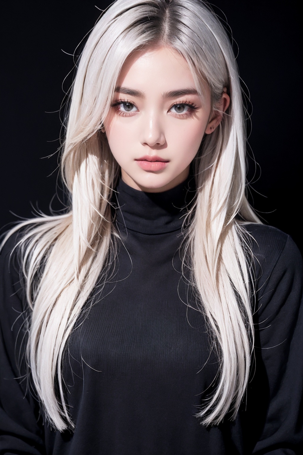 1girl,  black background,  black eyes on Tensor.Art