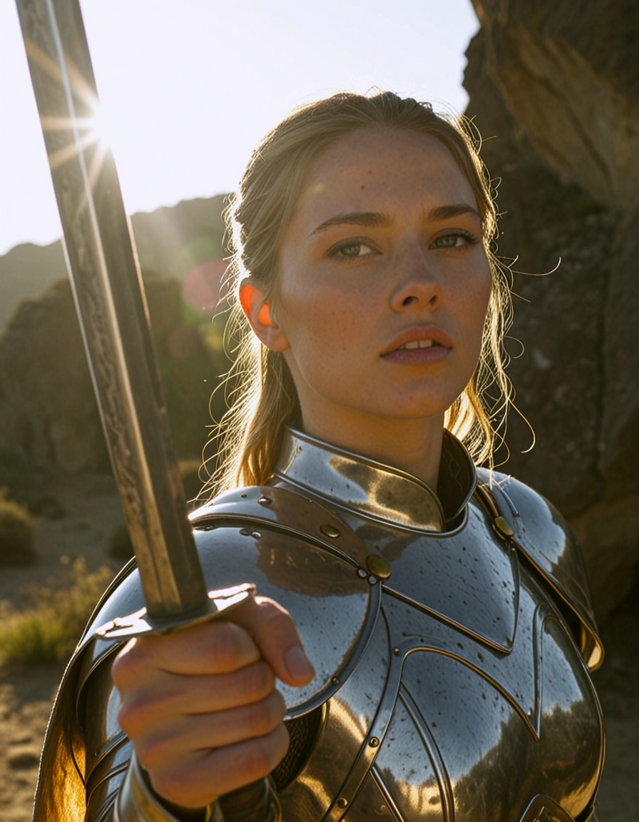 epic,  female,  screencap from an action movie on Tensor.Art