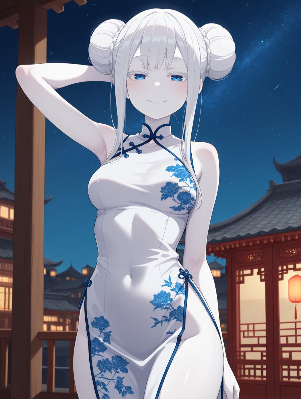 p4ndora,  white hair,  blue eyes on Tensor.Art
