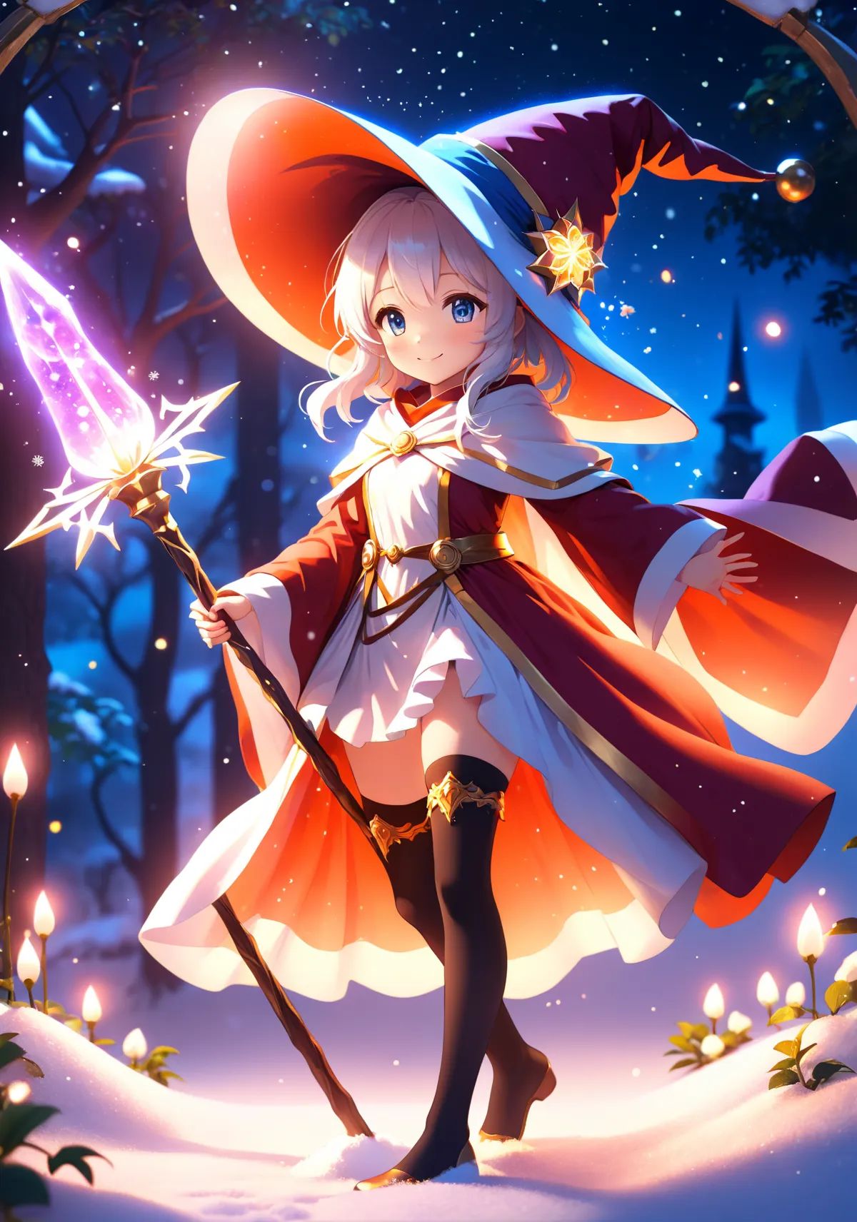 anime,  cute girl,  wizard hat on Tensor.Art