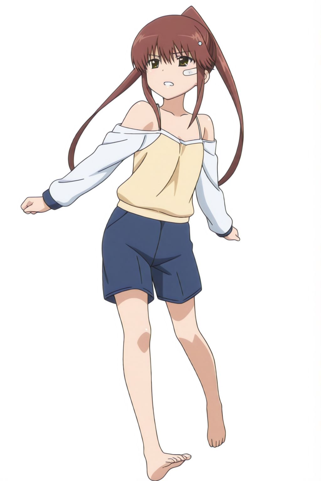 Riko Suminoe,  bandaid on face,  bare shoulders on Tensor.Art