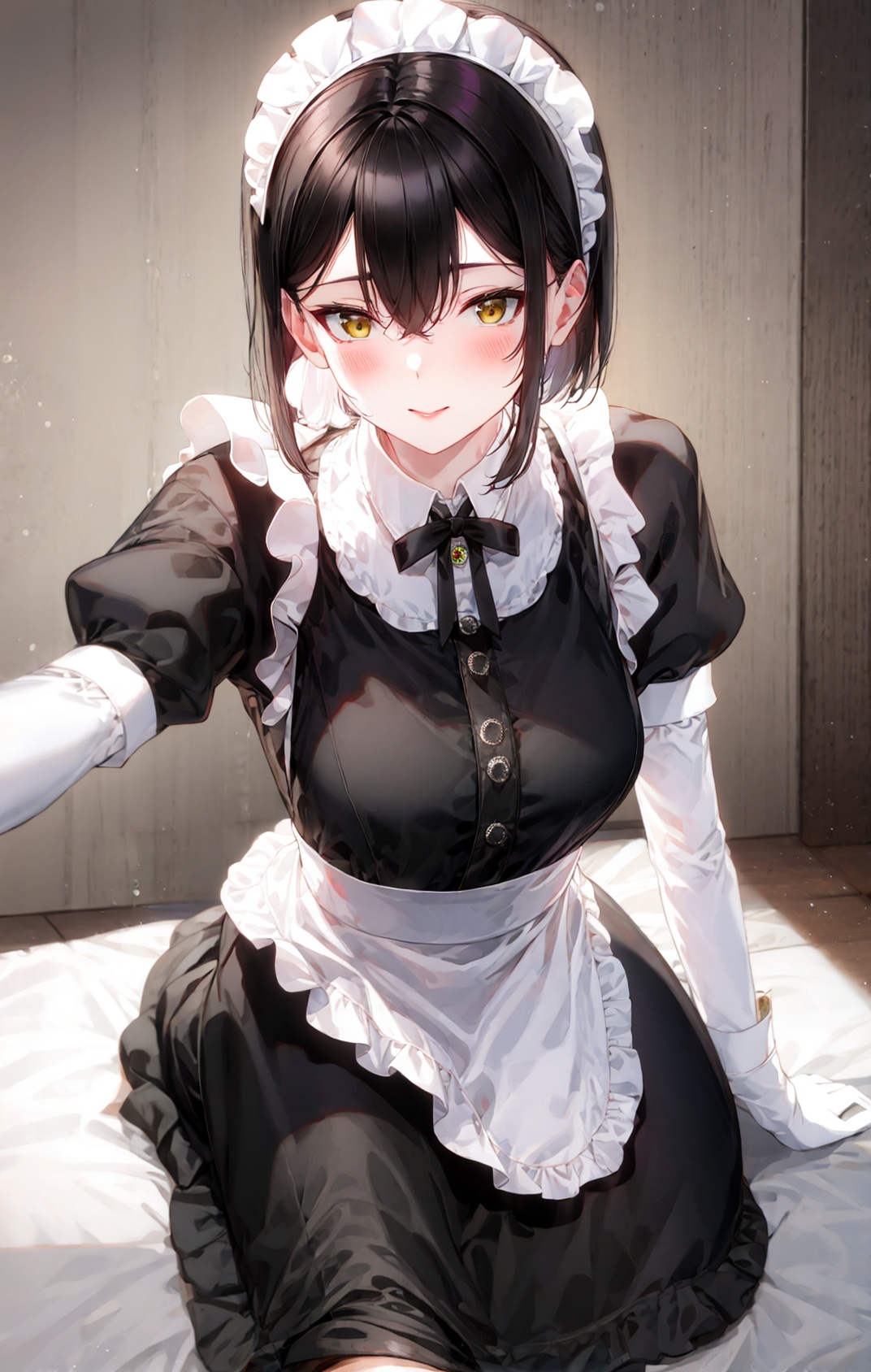 1girl,  apron,  black_dress on Tensor.Art