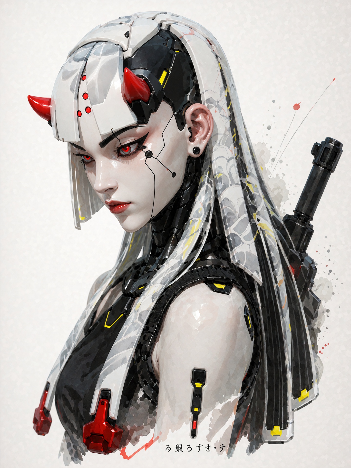 05. shion,  stylized concept-art portrait of a female android,  porcelain-white synthetic skin on Tensor.Art