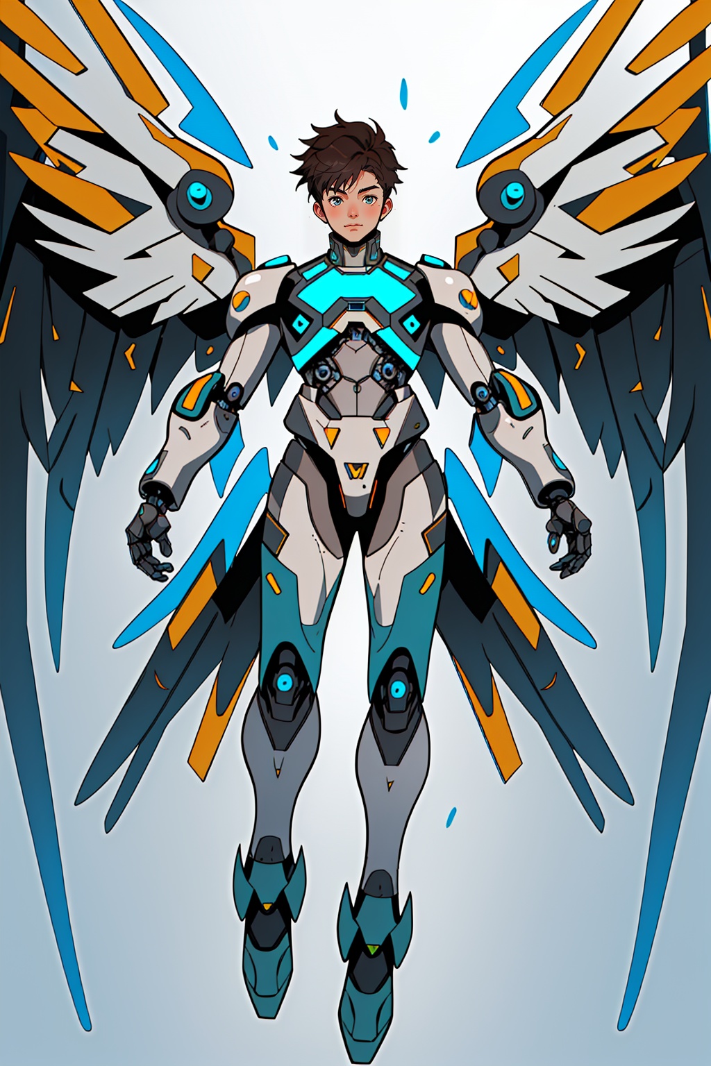 1boy,Arso,<lora:Arso_20240120064205-000008:0.8>,Mecha,full body,Combat posture,mechanical wings,