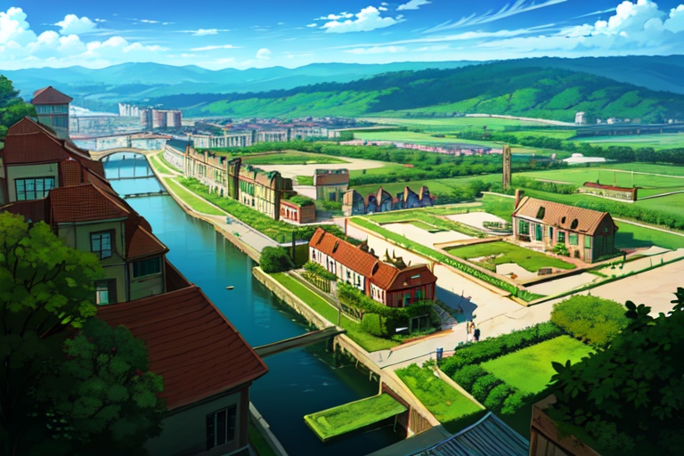 a0b,  scenery,  deep future village on Tensor.Art