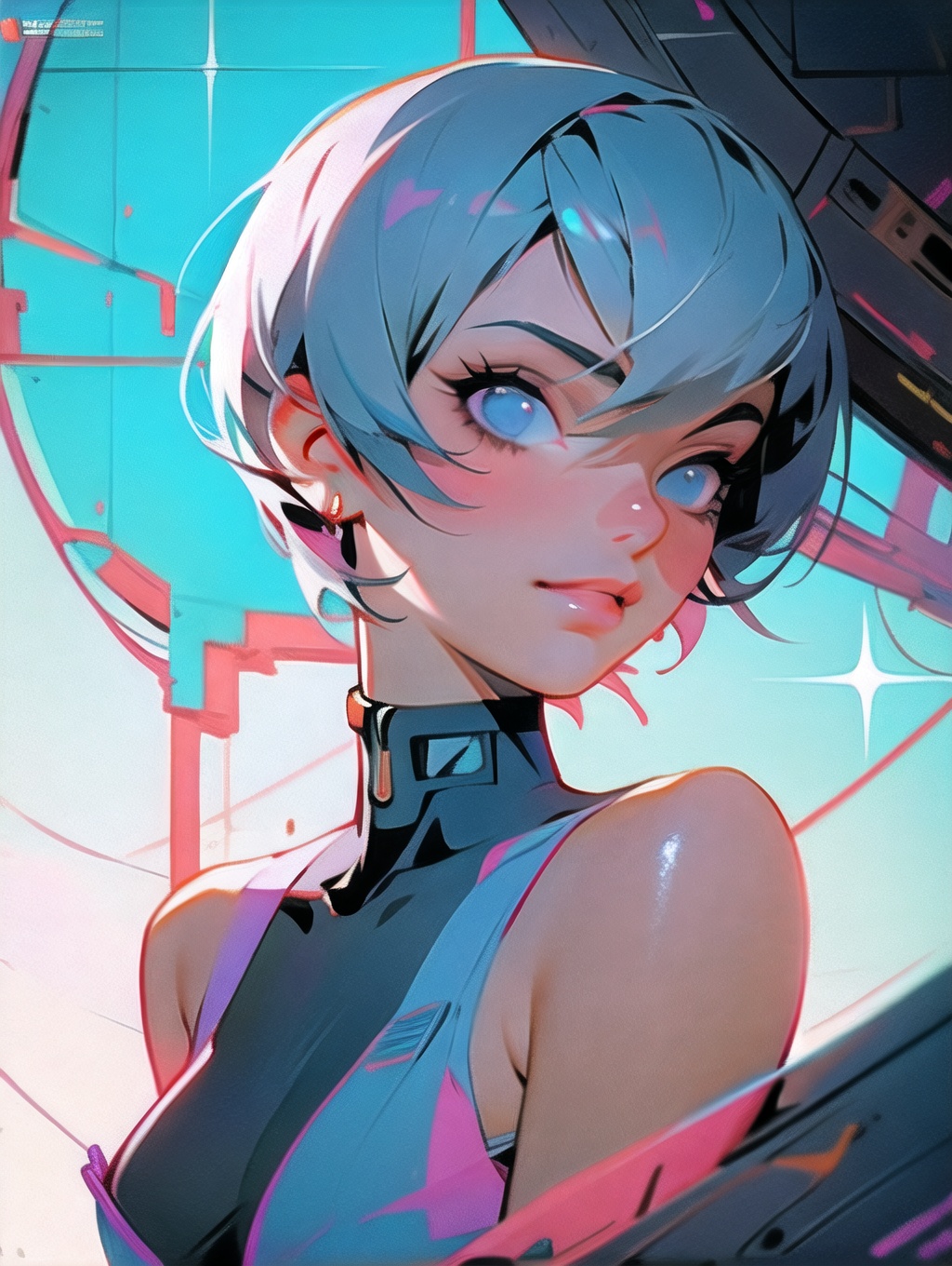 Amazing anime wallpaper illustration Rei Ayanami from Neon Genesis Evangelion, detailed scenes, stunning details, trends on art stations, ray tracing environment, retro 90s anime, ray tracing Acrylic 